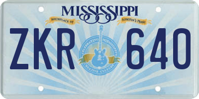 MS license plate ZKR640