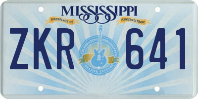 MS license plate ZKR641