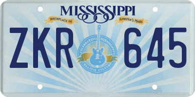 MS license plate ZKR645