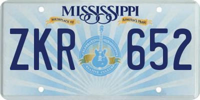 MS license plate ZKR652