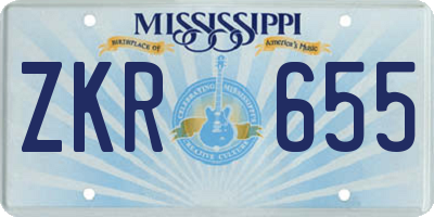 MS license plate ZKR655