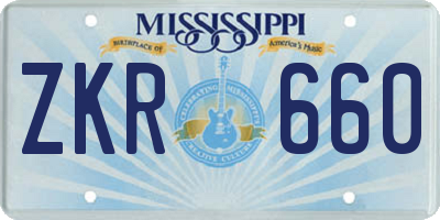 MS license plate ZKR660