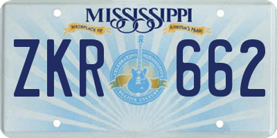 MS license plate ZKR662