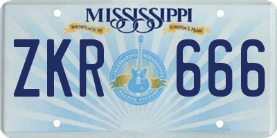 MS license plate ZKR666