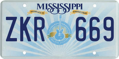 MS license plate ZKR669