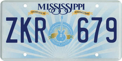 MS license plate ZKR679