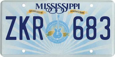 MS license plate ZKR683