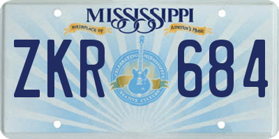 MS license plate ZKR684