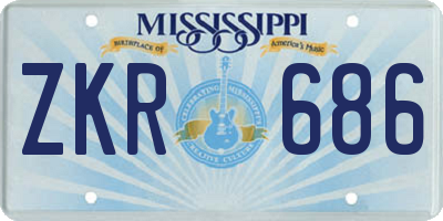 MS license plate ZKR686