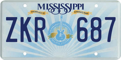 MS license plate ZKR687