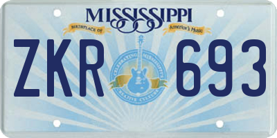 MS license plate ZKR693