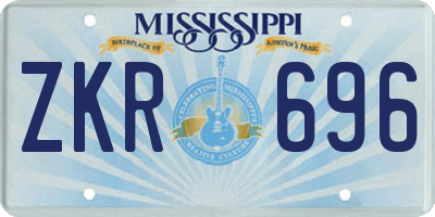 MS license plate ZKR696