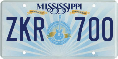 MS license plate ZKR700