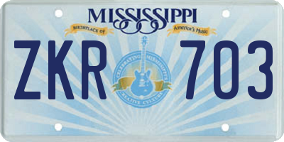 MS license plate ZKR703