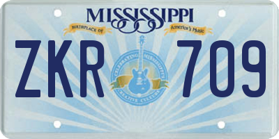 MS license plate ZKR709