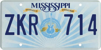 MS license plate ZKR714