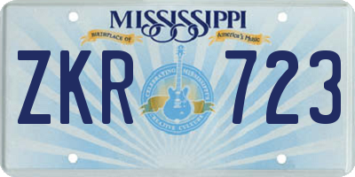 MS license plate ZKR723