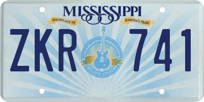 MS license plate ZKR741