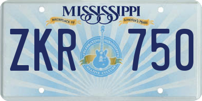 MS license plate ZKR750