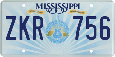 MS license plate ZKR756