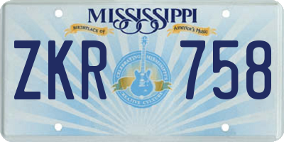 MS license plate ZKR758