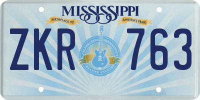MS license plate ZKR763