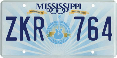 MS license plate ZKR764
