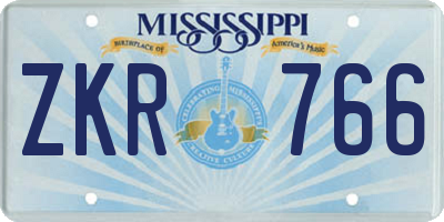 MS license plate ZKR766