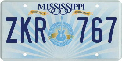 MS license plate ZKR767