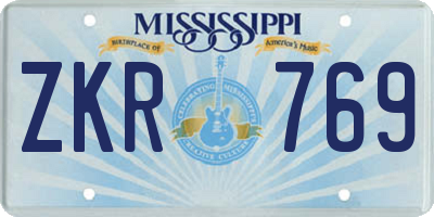 MS license plate ZKR769