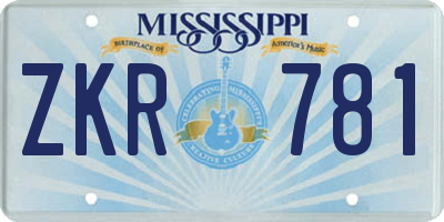 MS license plate ZKR781