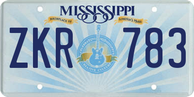 MS license plate ZKR783