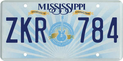 MS license plate ZKR784