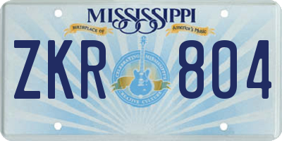 MS license plate ZKR804