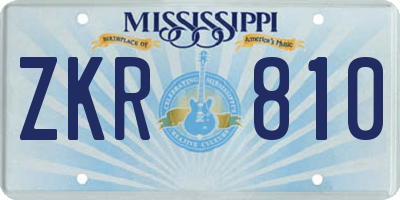 MS license plate ZKR810