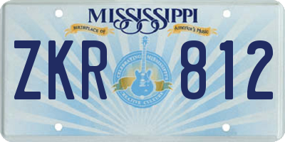 MS license plate ZKR812