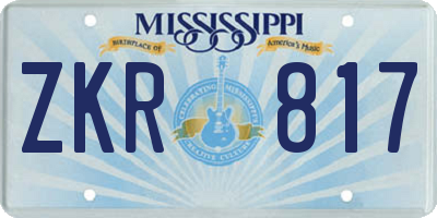 MS license plate ZKR817