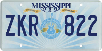 MS license plate ZKR822