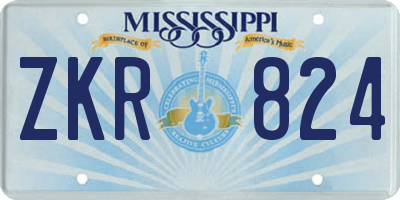 MS license plate ZKR824