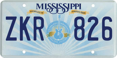 MS license plate ZKR826