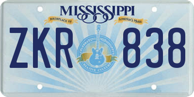 MS license plate ZKR838