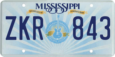 MS license plate ZKR843