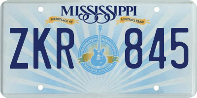 MS license plate ZKR845