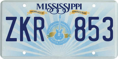 MS license plate ZKR853