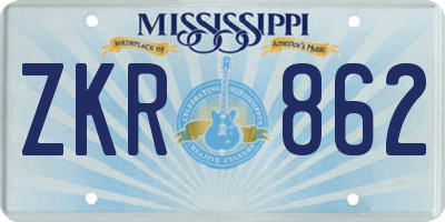 MS license plate ZKR862