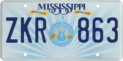 MS license plate ZKR863