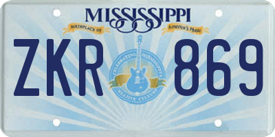 MS license plate ZKR869