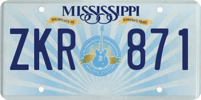 MS license plate ZKR871