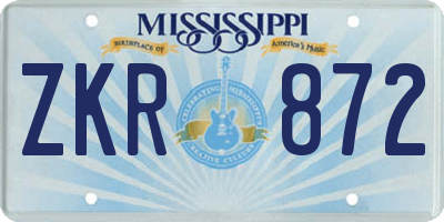 MS license plate ZKR872