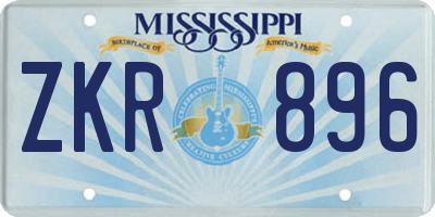 MS license plate ZKR896